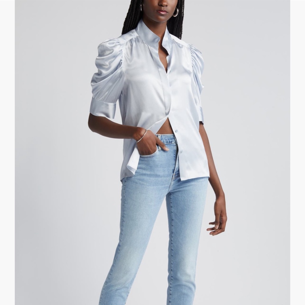 NWT Frame Button Up Silk Top - Picture 2 of 8
